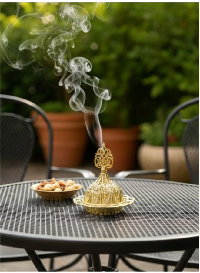 Golden Arabic Incense Burner – Elegant Metal Incense Holder Made of High-Quality Iron with Removable Lid – Perfect for Evenly Spreading Fragrance, Home Decor, Special Occasions & Luxurious Gift for Friends and Family - Image 3